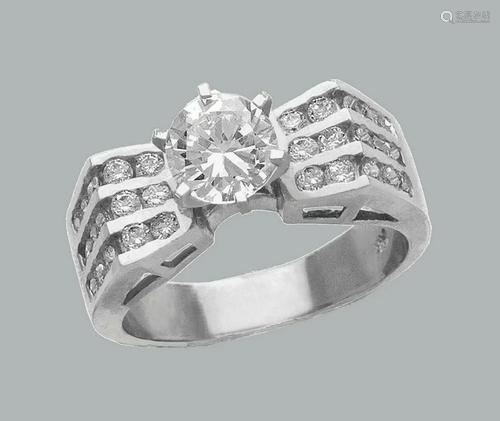 NEW 14K WHITE GOLD LADIES FANCY ENGAGEMENT RING …