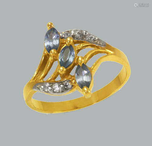 NEW 14K TWO TONE GOLD LADIES FANCY CZ RING