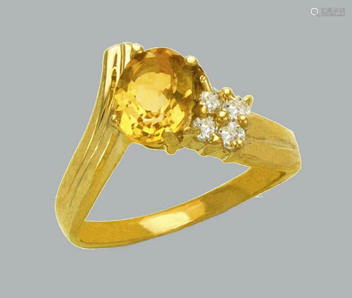 14K YELLOW GOLD LADIES CZ COCKTAIL RING