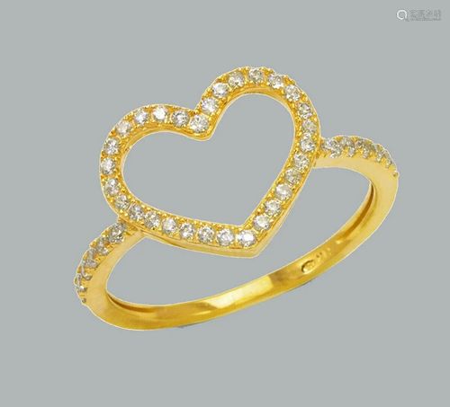 NEW 14K YELLOW GOLD LADIES FANCY CZ RING HEART