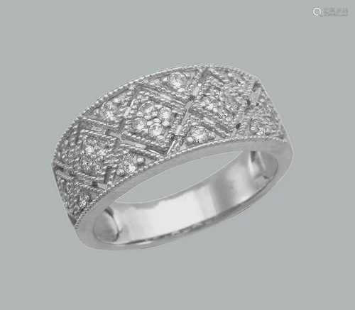 14K WHITE GOLD LADIES CZ RING BAND ROUND CUT FILIGREE