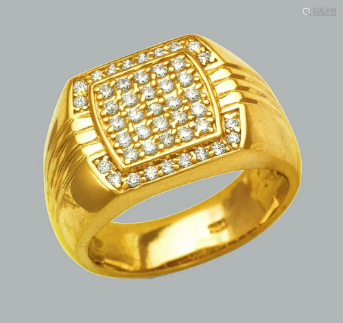 NEW 14K SOLID YELLOW GOLD MENS CZ CLUSTER RING