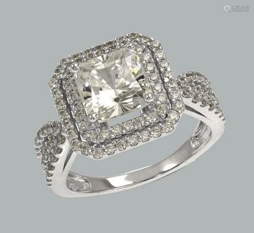 NEW 14K WHITE GOLD LADIES FANCY ENGAGEMENT RING …