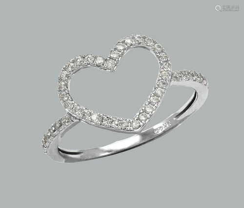 NEW 14K WHITE GOLD LADIES FANCY CZ RING HEART