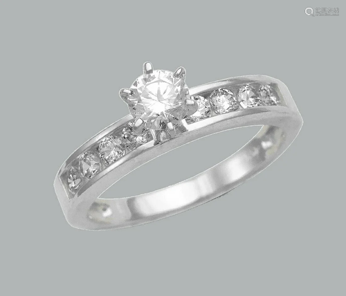 NEW 14K WHITE GOLD LADIES FANCY ENGAGEMENT RING