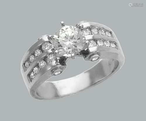 NEW 14K WHITE GOLD LADIES FANCY ENGAGEMENT RING …