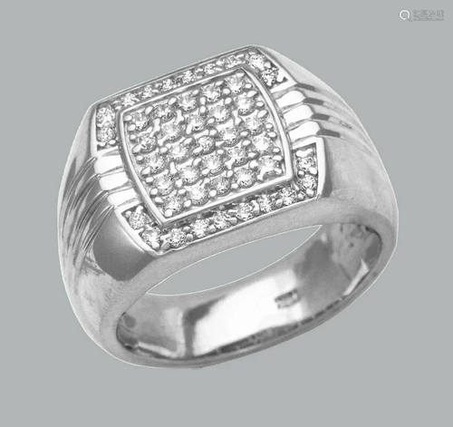 NEW 14K SOLID WHITE GOLD MENS CZ CLUSTER RING