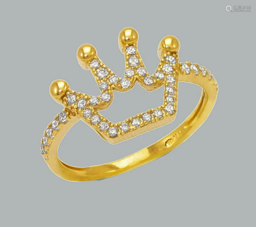 NEW 14K YELLOW GOLD LADIES FANCY CZ RING CROWN