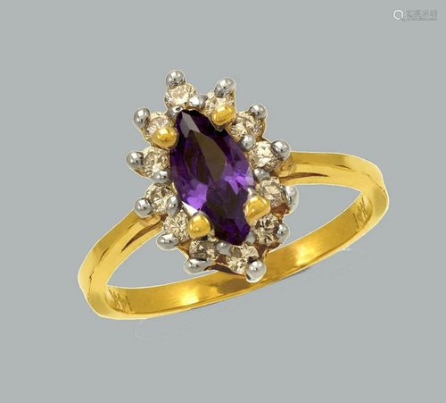 NEW 14K TWO TONE GOLD LADIES FANCY CZ RING MARQUISE