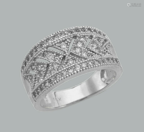 14K WHITE GOLD LADIES CZ RING BAND ROUND CUT FILIGREE