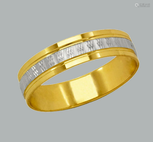 14K TWO TONE GOLD WEDDING BAND RING DIAMOND C…