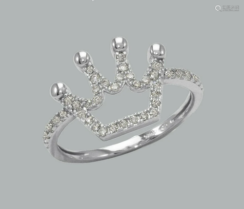 NEW 14K WHITE GOLD LADIES FANCY CZ RING CROWN