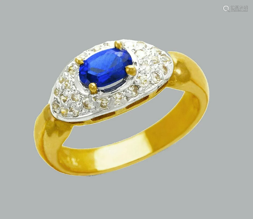 NEW 14K TWO TONE GOLD LADIES FANCY CZ RING