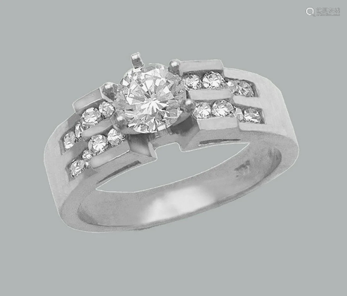 NEW 14K WHITE GOLD LADIES FANCY ENGAGEMENT RING …