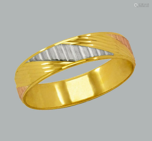 14K TRI COLOR GOLD WEDDING BAND RING DIAMOND C…