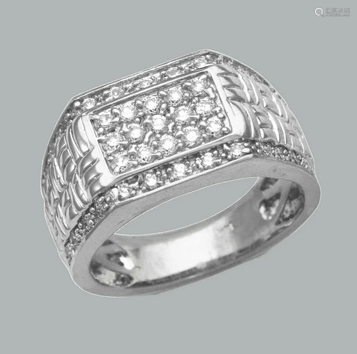 NEW 14K SOLID WHITE GOLD MENS CZ CLUSTER RING