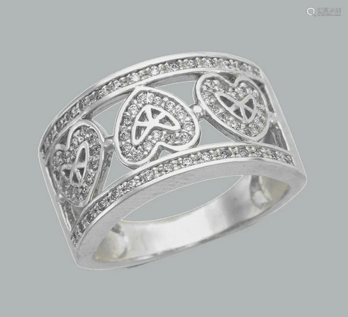 NEW 14K WHITE GOLD LADIES FANCY CZ RING BAND HEART