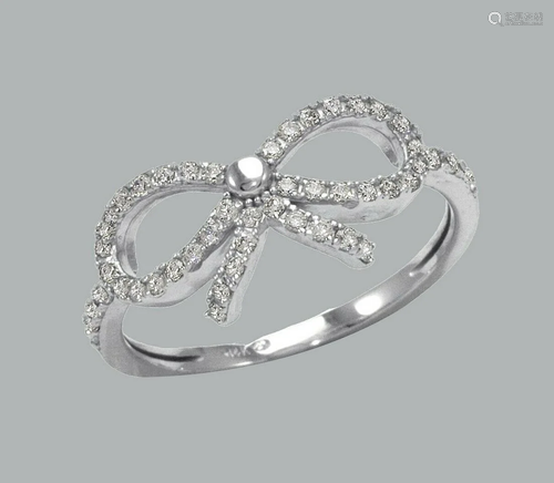 NEW 14K WHITE GOLD LADIES FANCY CZ RING BOW