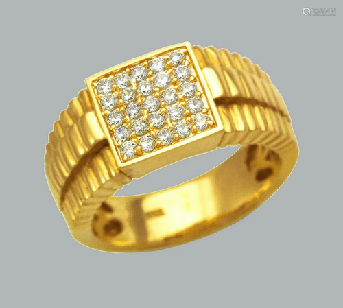 NEW 14K SOLID YELLOW GOLD MENS CZ CLUSTER RING