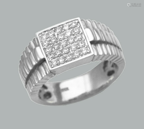 NEW 14K SOLID WHITE GOLD MENS CZ CLUSTER RING