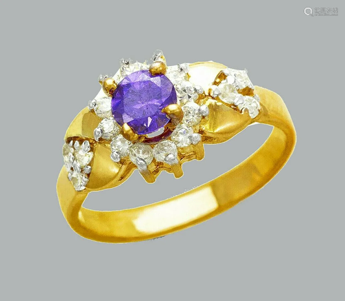 NEW 14K TWO TONE GOLD LADIES FANCY CZ RING