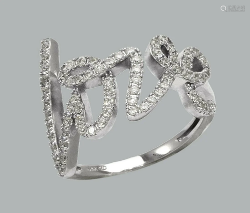 NEW 14K WHITE GOLD LADIES FANCY CZ RING LOVE