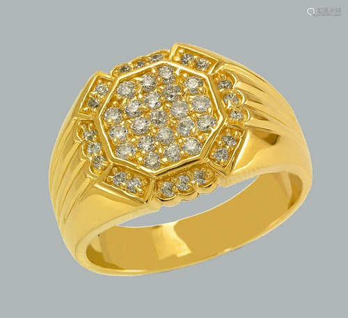 NEW 14K SOLID YELLOW GOLD MENS CZ CLUSTER RING