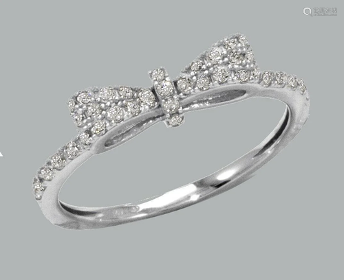 NEW 14K WHITE GOLD LADIES FANCY CZ RING BOW