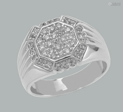 NEW 14K SOLID WHITE GOLD MENS CZ CLUSTER RING