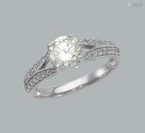 14K WHITE GOLD LADIES ENGAGEMENT RING SPLIT SHANK