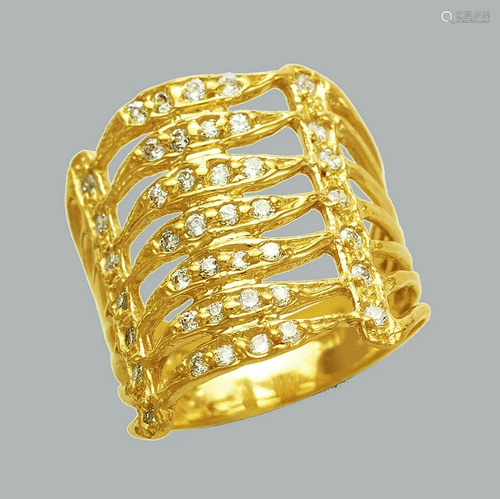 14K YELLOW GOLD LADIES FANCY CZ COCKTAIL RING 7 STACK