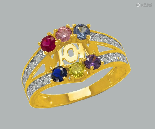 NEW 14K TWO TONE GOLD LADIES CZ RING MOM