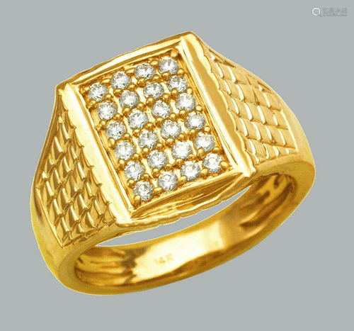 NEW 14K SOLID YELLOW GOLD MENS CZ CLUSTER RING