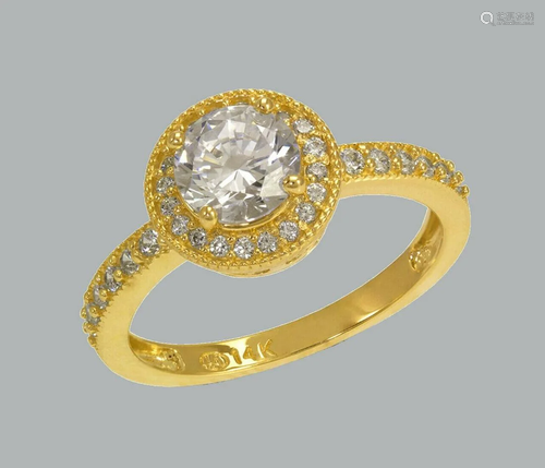 NEW 14K YELLOW GOLD LADIES FANCY ENGAGEMENT RING …