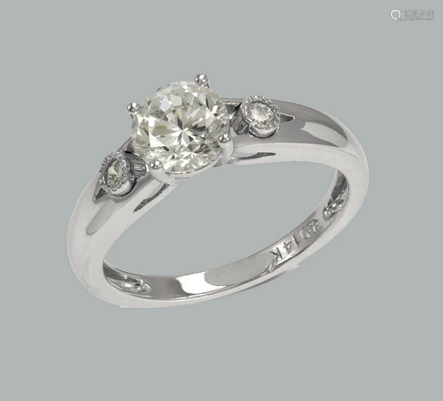 NEW 14K WHITE GOLD LADIES FANCY ENGAGEMENT RING