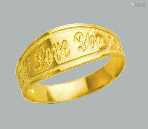 NEW 14K YELLOW GOLD LADIES FANCY RING I LOVE YOU