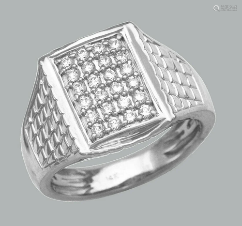 NEW 14K SOLID WHITE GOLD MENS CZ CLUSTER RING