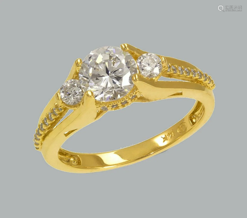 NEW 14K YELLOW GOLD LADIES FANCY ENGAGEMENT RING