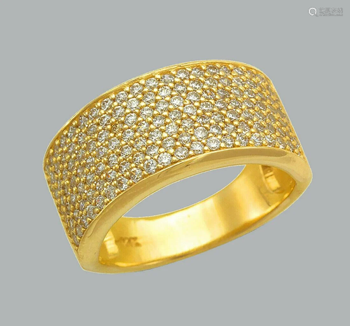 14K YELLOW GOLD LADIES FANCY CZ RING PAVE SET WIDE BAND