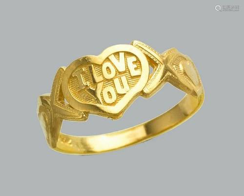 NEW 14K YELLOW GOLD LADIES FANCY RING I LOVE YOU HE…