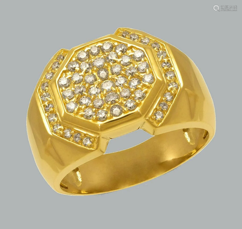 NEW 14K SOLID YELLOW GOLD MENS CZ CLUSTER RING