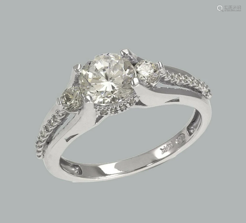 NEW 14K WHITE GOLD LADIES FANCY ENGAGEMENT RING