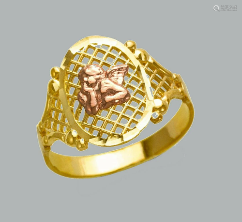 NEW 14K TWO TONE GOLD LADIES FANCY RING ANGEL