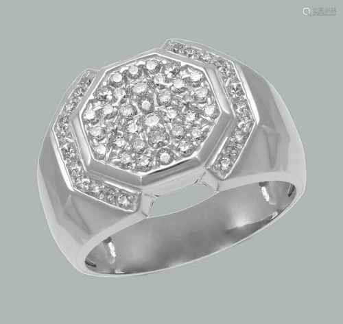 NEW 14K SOLID WHITE GOLD MENS CZ CLUSTER RING