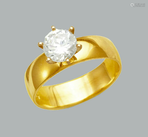 14K YELLOW GOLD CZ SOLITAIRE BAND RING ENGAGEME…