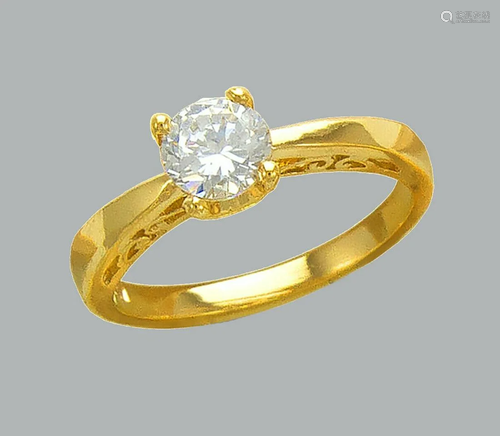 NEW 14K YELLOW GOLD LADIES FANCY CZ SOLITAIRE RING