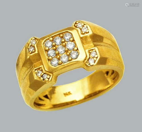 NEW 14K SOLID YELLOW GOLD MENS CZ CLUSTER RING