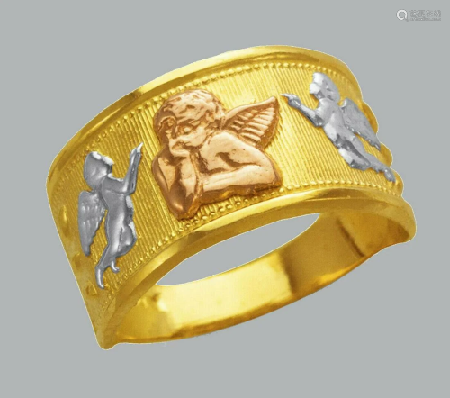 NEW 14K TRI COLOR GOLD LADIES RING ANGEL