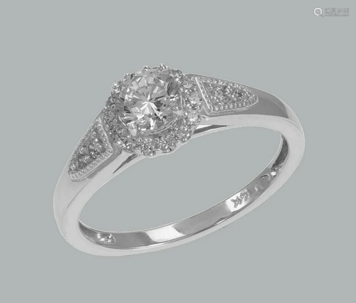 NEW 14K WHITE GOLD LADIES FANCY ENGAGEMENT RING