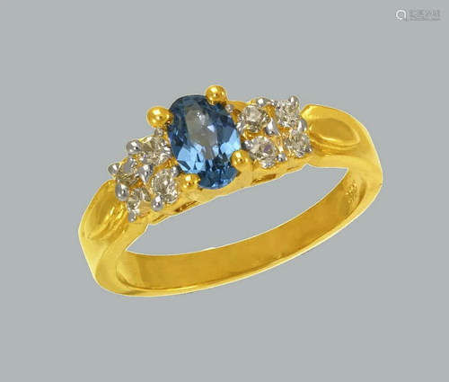 NEW 14K TWO TONE GOLD LADIES FANCY CZ RING